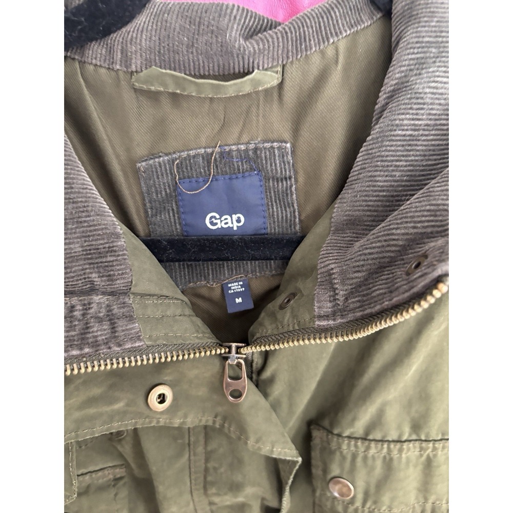 GAP Women's Green Full Zip Barn Jacket Chore Coat Corduroy Collar Size Medium - Picture 7 of 12